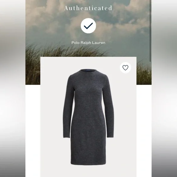 New Grey Polo Ralph Lauren Wool Dress Long Sleeve Women Large Winter Knee Length - Picture 3 of 8